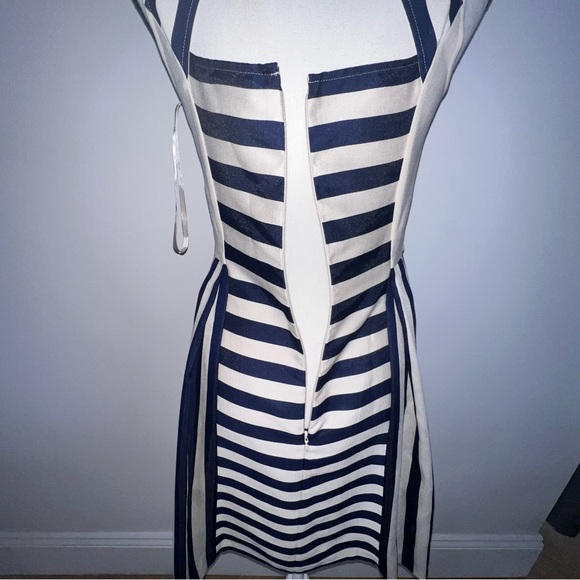 DKNY Navy and Cream Striped Fit and Flare Dress Size 4 - Picture 5 of 12